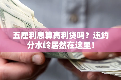 武汉五厘利息算高利贷吗？违约分水岭居然在这里！
